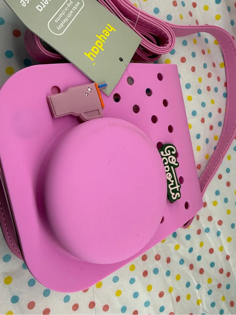 Pink Silicone Camera Crossbody Bag
